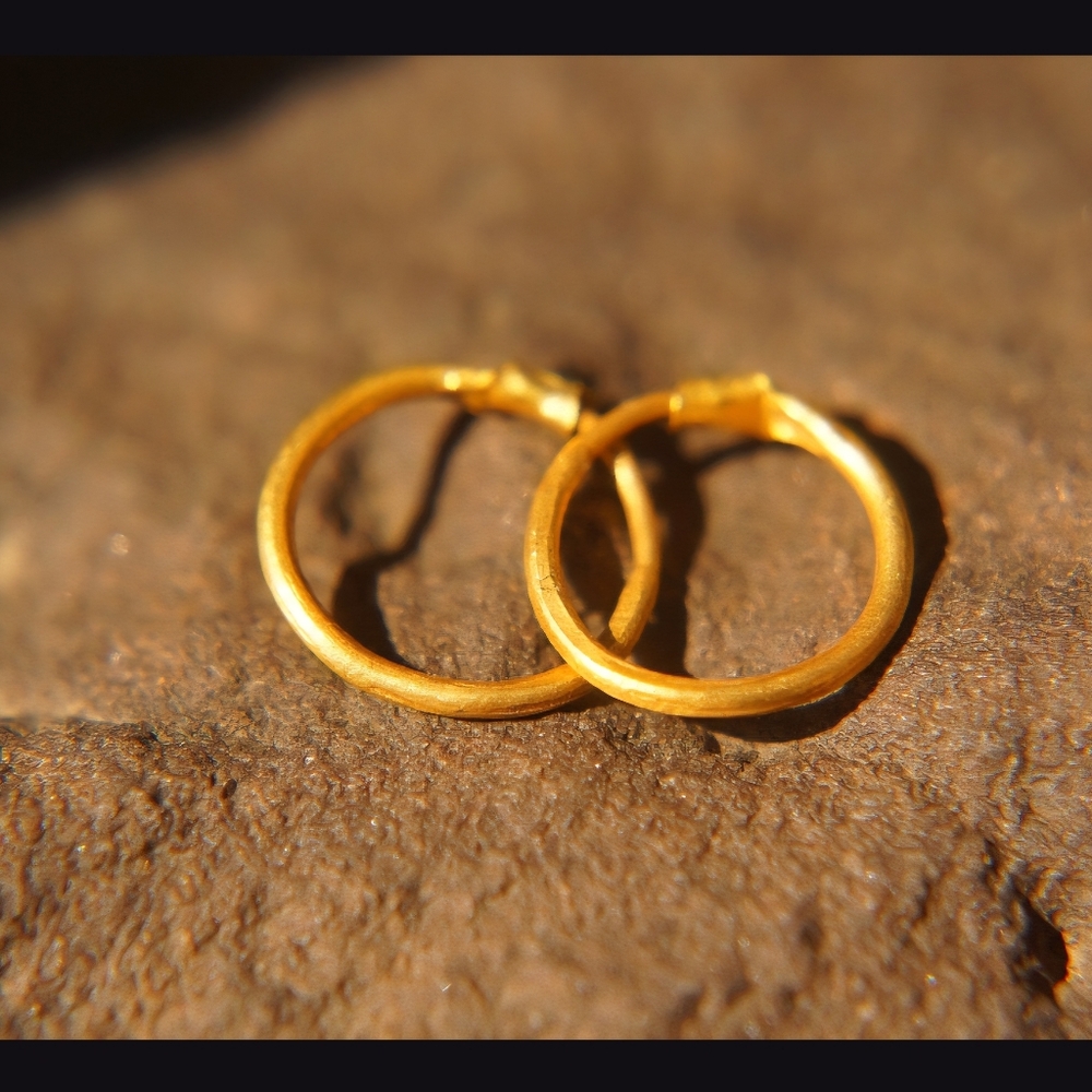 24K Solid Gold Hoop Earrings
